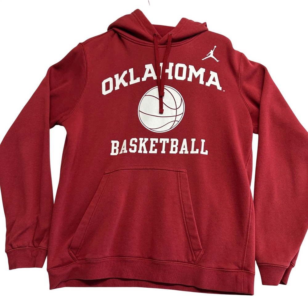 Jordan Oklahoma Sooners Basketball Hoodie Crimson Red Mens Large DJ8462-698